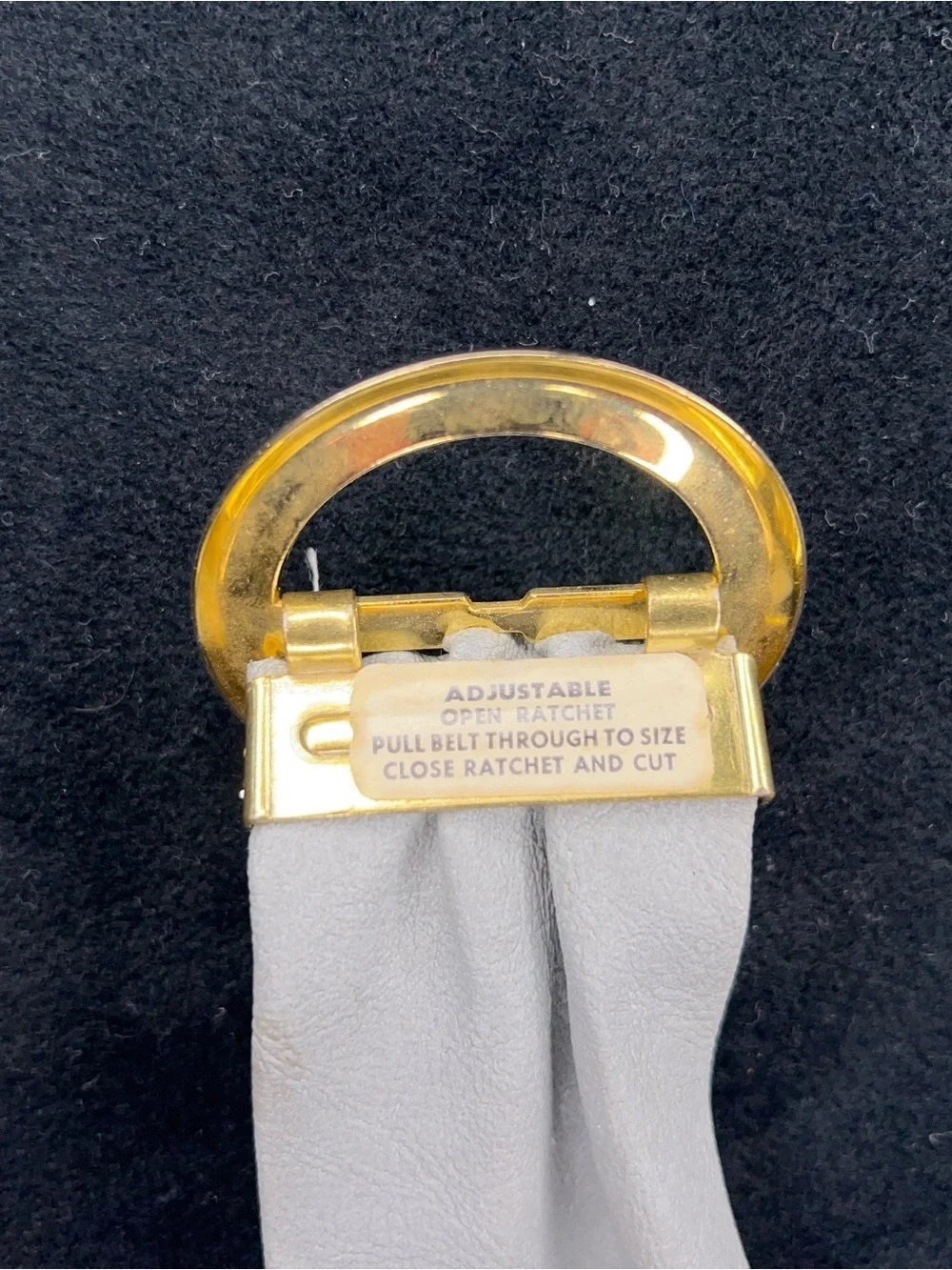 Vintage Small Grey Belt Retro 80s Round Gold Buckle Adjustable